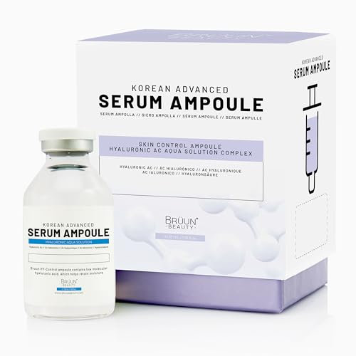 BRÜUN HY - Control Hyaluronic Aqua Solution Ampoule - Micro Needling Korean Serum Booster for Face to Use with and without Derma Pen Microneedling Skin Care Serum 1.18 fl.oz