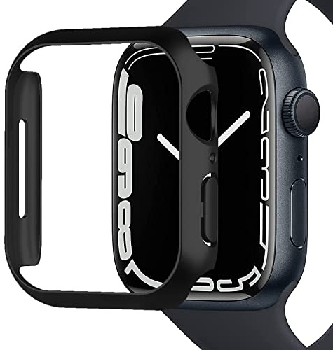 Miimall Kompatibel mit Apple Watch Series 8/7 41mm 45mm Hülle, Harter PC Schutzrahmen Ultradünne Kratzfest Stoßfest Schutzhülle für Apple Watch Series 8/7 41mm - Schwarz