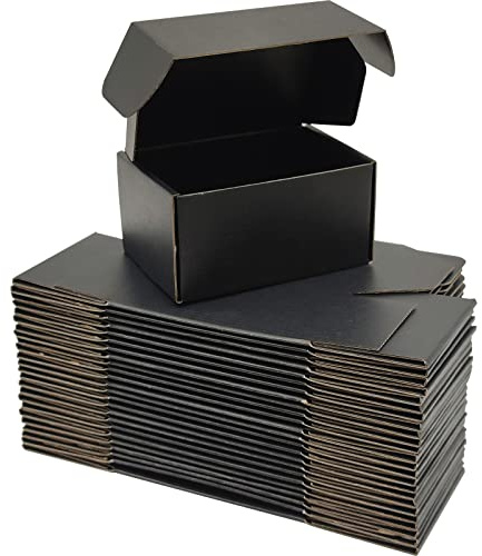 Lmuze Kleine Schwarze Versandkartons für Unternehmen, 15,2 x 10,2 x 7,6 cm, Wellpappe, für Versand, Verpackungen, Handwerk, Geschenke und Produkte