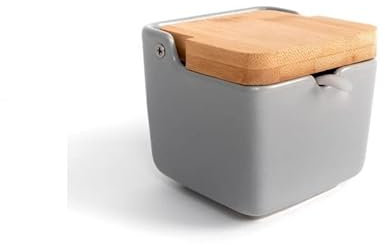 D,casa Azucarero Cocina Ceramica con Tapa Madera para Cocina Factory - Gris - 300 ml