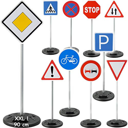 alles-meine.de GmbH 10 Stück: - XXL - 90 cm ! - große Verkehrszeichen/Verkehrsschilder - wasserfest - für draußen - Kunststoff - Plastik - Straßenschilder - Schilder für Rutsch..