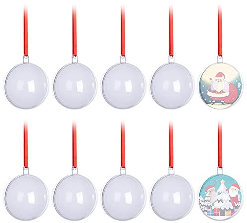 Weihnachtskugeln Ornamente, Sublimation Rohlinge Weihnachtsdekorationen Baumkugeln Anhänger Hochzeit Halloween Party Dekoration, Weihnachtsbaum Dekoration Kugel Ornamente für DIY Handwerk, 10 Stück