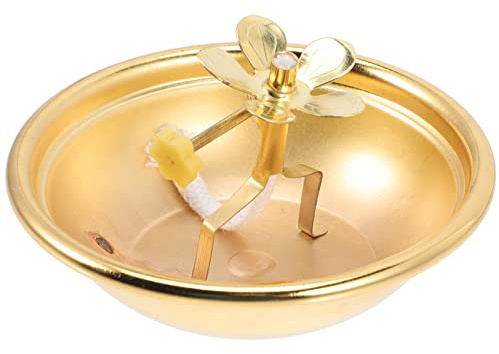 TOPBATHY Goldfarbene Butterlampe Öllampe Retro aus Legierung mit Verstellbarem Docht im Vintage Stil für Wohnkultur und Notbeleuchtung für Buddhistische Tempel und Zuhause