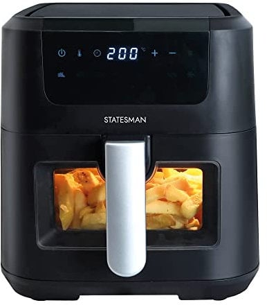 Statesman SKAF05015BK Digital Air Fryer 5 Litre, 1500W, 90 Minute Timer, 360 Hot Air Circulation, 8 Pre Set Cooking Programes, Digital Touch Control Panel