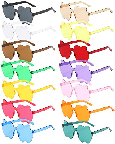 14 Paar Randlose Sonnenbrillen in Apfelform, rahmenlose Apfel-Sonnenbrillen, transparente, bonbonfarbene Gläser, getönte Brillen, Junggesellenabschiedsgeschenke, Flugzeugbox, gut verpackt, 14 Farben