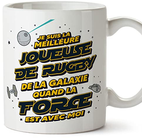 Mugffins Tasses pour JOUEUSE DE RUGBY - En Français - Cadeau original pour JOUEUSE DE RUGBY femme - Meilleur de Galaxie Quand Force Avec Moi - 11 oz / 330 ml