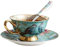 GATEZA Kaffeetasse Kaffeetasse der obersten Klasse keramischer Kaffeetasse und Untertasse Set Porzellan-Becher Brief UND Markierungsdesign vergoldete Kaffee-Sets Frühstückstasse