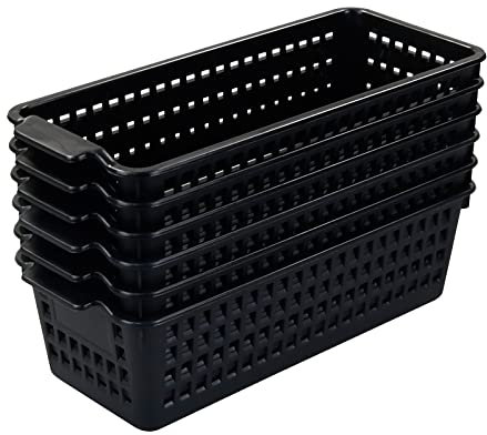 Jandson 6 Pack Handy Storage Basket, Black, Plastic Desktop Stroage Basket