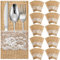 Windyun 100 Stück 10,4 x 22,9 cm Hochzeit Natürliche Jute-Geschirrhalter Leinen Spitze Besteckhalter Jute-Bestecktasche Rustikaler Besteckhalter Tasche für Brautdusche Abendessen Party Dekorationen