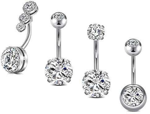 Zolure 10mm Bauchnabelpiercing Chirurgenstahl Bauchnabel Piercing 14 Gauge Bauchnabelpiercing Set