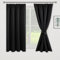 JIUZHEN Gardinen mit kräuselband Verdunklungsvorhänge Gardinen Wohnzimmer Vorhang Blickdicht Vorhänge Schlafzimmer Thermovorhang Schwarz,H145 x B140 cm,2er Set