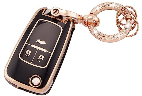 Koaudb Autoschlüssel Hülle Cover Passt für Vauxhall Opel Astra Insignia Vectra Zafira Meriva Mokka Chevy Cruze Holden 2 3 Tasten Schlüsseletui TPU Schlüsselhülle mit Schlüsselanhänger(R-Chv-3F-B)
