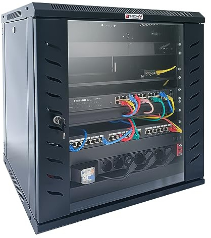 Techly Professional 367485 Wandregal 19 Zoll 12 Einheiten P.600 mm Flat Pack Schwarz