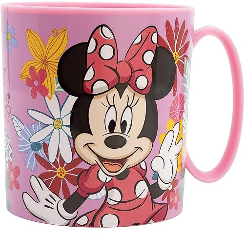 Tazza in plastica riutilizzabile Minnie flowers Disney adatta al microonde BPA Free capacità 350 ml tazza per bambini