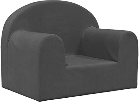 vidaXL Canapé pour Enfants, Siège avec Accoudoirs, Fauteuil avec Dossier pour Tout-Petits, Meuble de Chambre, Anthracite Peluche Douce