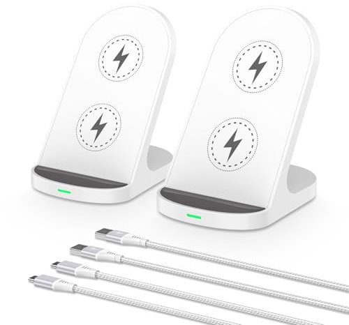 2Pack 15W Wireless Charger Stand Fast Charging Pad Dock for Samsung Galaxy S24 S23 S22 S21 S20 Ultra 5G FE Plus, Note 20, Z Flip 4 5 6, Z Fold 4 5 6, Google Pixel 9 8 7 6 Pro