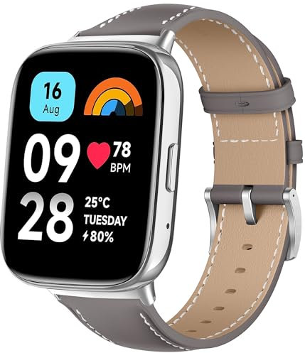 KoGiio Pelle Cinturino Compatibile con Xiaomi Redmi Watch 3 Active, Cinturino di Ricambio a Sgancio Rapido per Uomo e Donna, Cinturino Smartwatch Compatibile con Xiaomi Redmi Watch 3 Active - Grigio