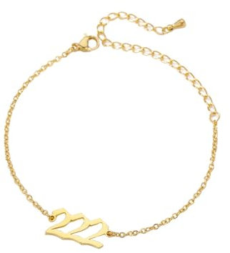 OAKKY Engel Zahlen Armbänder für Damen Minimalistisches Edelstahl Verstellbares Kettenarmband Gold 222