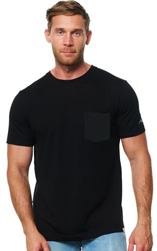 Merino tech. 100% Merino Short Sleeve Shirts Men, Henley T-Shirt Mens, Shirt with Pocket - Soft & Breathable (Small, Black Pocket Shirt)