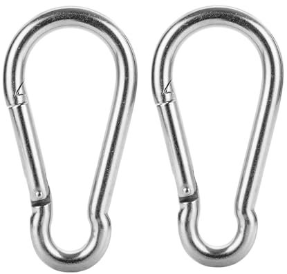 JMIATRY 2 Stück Schlüsselkarabiner M12, Karabinerhaken Edelstahl, Karabiner Edelstahl Tragfähigkeit 800 kg/1600 lb für Schaukel, Sonnensegel, Hängematte, Schlüsselanhänger & Boot 12x140 mm