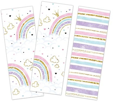 Minkocards 12 Lesezeichen Mädchen Regenbogen Mitgebsel für Kindergeburtstag Gastgeschenke für Mädchengeburtstag