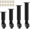 Metal Adjustable Furniture Legs with Swivel Caster Wheels, 4Pcs Heavy Duty Replacement Furniture Support Legs for Cabinet Sofa Bed Dresser Couch Coffee Table (Black, 18.5-26cm)