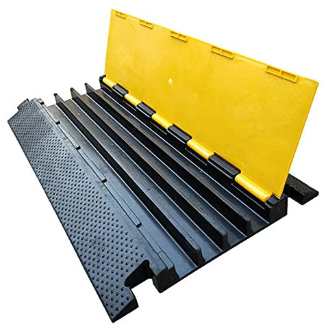 DOFFO Heavy Duty Cable Protector Ramp, Rubber Cable Ramp Protector Channel Cable Protectors, Wire Cord Cover Ramp SpeeBump Driveway Hose Cable Ramp