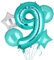 5 Stück XXL Türkis Zahl 9 Luftballon Tiffany Blau Nummer 9 Folienballons Groß Zahlen Happy Birthday Ballon Geburtstags Deko 100cm