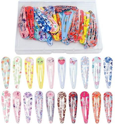 KAQILE Lot de 40 pinces à cheveux pour filles - 5 cm - Couleur bonbon - Avec boîte à clipser - Pour filles et enfants