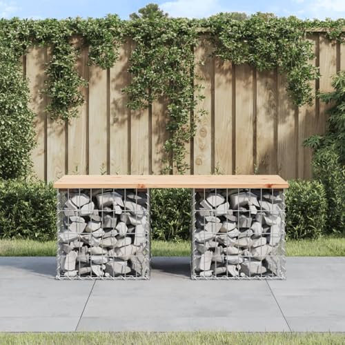 Iiaky Banc de Jardin Design de Gabion 103x44x42 cm Bois Massif de pin,Mini en Plastique Jardin,Banc Plastique Blanc,Banc D'Extérieur