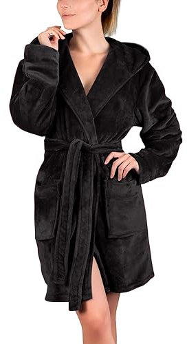 Keepink Dressing Gowns for Women UK Fluffy Bath Robes Ladies Teddy Flannel Fleece Hooded Dressing Gown Oversized Soft Plush Warm Robe Loungewear Cosy Bathrobe Gifts Clearance