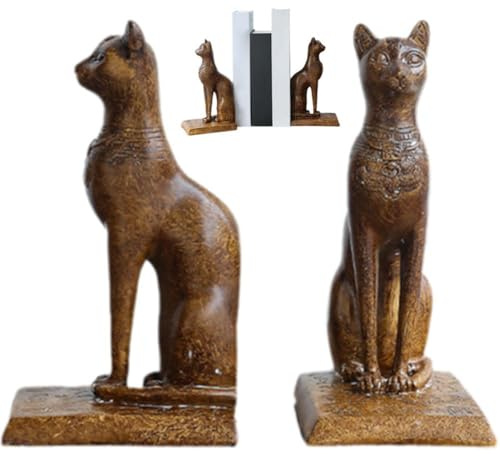 Haowul Statues De Chat Égyptien, 2 pièces, Serre-livres, Supports D'étagère À Livres Vintage, Supports De Livres pour Bibliothèque, Bar, Bureau, Chambre À Coucher, Décoration De Maison