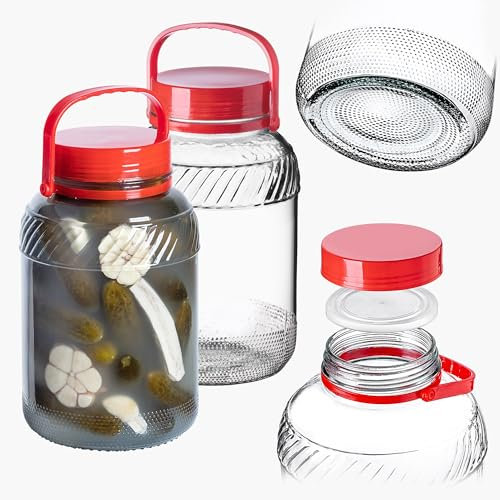 KADAX Gurkenglas mit Deckel, Einmachglas, luftdichte Konservierung, Glasballon, universelles Glas, Vorratsglas für Gurken, Aufbewahrung, Aufbewahrungsglas, Einweckglas (5L 2er Set)