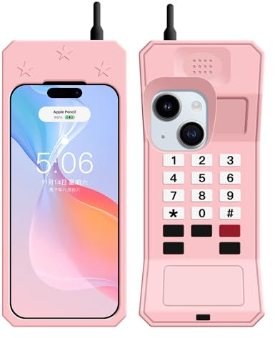 UnnFiko Case for iPhone 15, Funny Creative Silicone Protective Case, Shockproof Cartoon Mobile Phone Case, Pink
