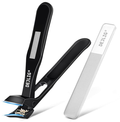 DEJLIG Cortaúñas para personas mayores, mango largo ergonómico para uñas gruesas con recogedor, cortaúñas gruesas para personas mayores, hombres y mujeres