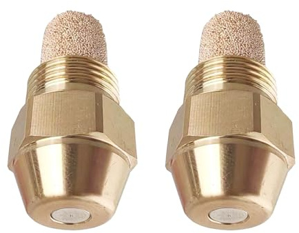 2 Pack Oil Burner Nozzle, Brass Solid Oil Fired Boiler Burner Nozzle Romovable Diesel Injector 60 Degres Spray Pattern Heating Jet