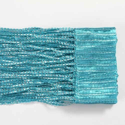 YKAFADE 1 Stück Fadenvorhang 100x200cm Fadengardine Fliegenvorhang Glitzer Türvorhang Fenstervorhänge Raumteiler Quaste Vorhänge für Zuhause Terrasse Schlafzimmer,Hochzeit,Restaurant -Blau