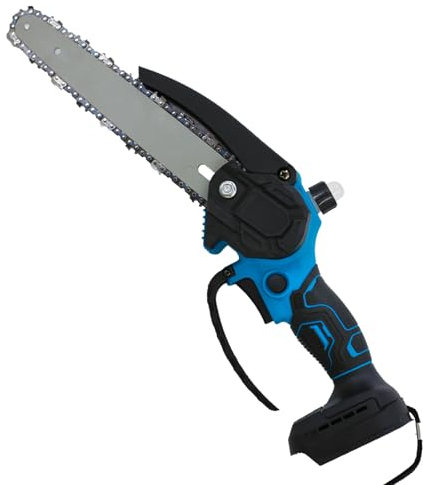 Mini motosega a batteria da 8 pollici con motore senza spazzole e olio automatico, blocco di sicurezza – motosega per legno e rami, compatibile con batteria Makita da 18 V (senza batteria)