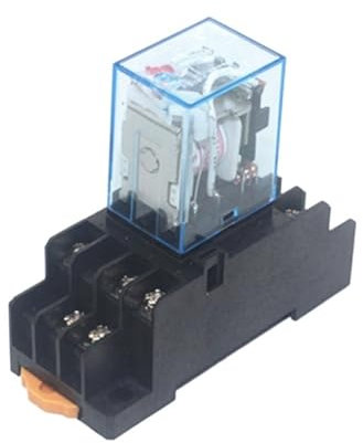 1 juego de relé de potencia de microbobina MY3 HH53P MY3NJ, 11 pines, 3 NO, 3 NC, lámpara LED, 5 A, CA 110 V, 220 V, con zócalo de 12 V y 24 V(AC12V)