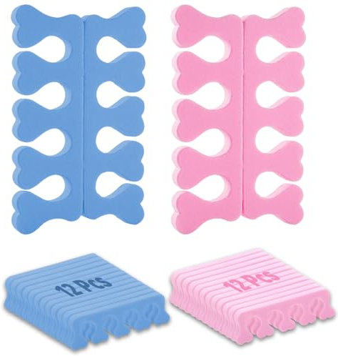 24 Stück Schaumstoff Zehentrenner, Baumwolle, Fingertrenner, Zehenteiler Abstandhalter Pediküre Maniküre Werkzeug für Nagelkunst, Pediküre, Schmiergel