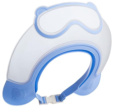 Baby Hair Washing Shield, Adjustable Kids Shower Cap, Waterproof Bath Visor, Eye Ear Protection Hat, Soft Comfortable Design, 1 Size Fits Most, Shampoo Time For Boys Girls Toddler, 23cm Gray Blue Pink