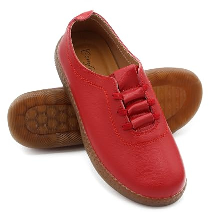 Zerimar Zapatos Cordones para Mujer - Calzado Elegantes y Cómodas - Calzado Femenino con Estilo y Confort - Rojo, Talla 41