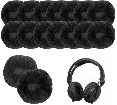 100 Piezas de Cubiertas Desechables de Auriculares Sanitarios, Fundas Elásticas de Tela para de 10 a 13 cm Negro, para Bibliotecas, Hospitales y Más, Mantén Tus Auriculares Higiénicos (Negro)