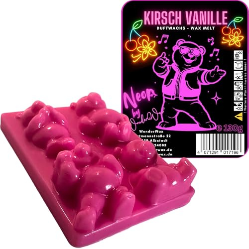 WonderWax Neon Duftriegel 6 x Duftwachs Bären Wachsmelt Duftwachs Raumduft für Duftlampen Soja Wachs Melts Duftmelt Aroma Wellnes Kerzen Wärmer Wax Tarts Kirsch Vanille