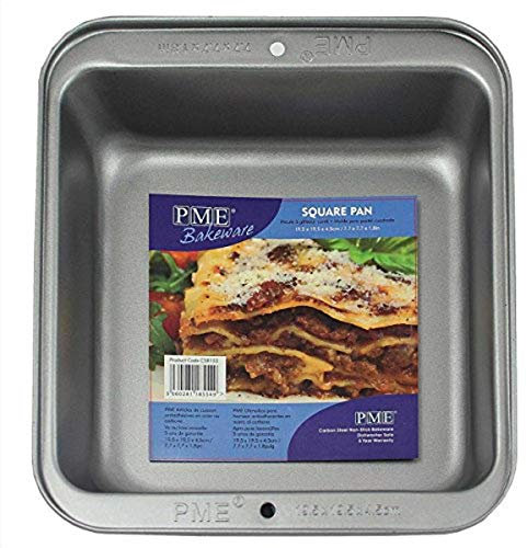 PME - Plat Carré Anti-adhérent en Acier au Carbone 204 mm x 46 mm de Profondeur, Silver