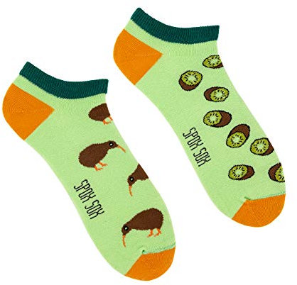 Spox Sox Casual Unisex für Damen und Herren – lustige, mehrfarbige, bunte, verrückte, unterschiedliche Sneaker Socken für Individualisten, Gr. 40-43, Kiwi