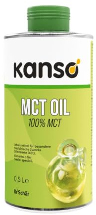 KANSO OIL MCT 100% 500 ML - Pflanzliches Speiseöl mit MCT - Geschmacksneutral - Energieanreicherung - ideal für Salatsoßen & Shakes - Capryl- und Caprinsäure