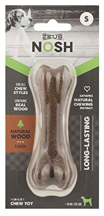 ZEUS Nosh Timber Wood Hunde-Kauknochen, Hunde-Kauspielzeug, langlebige Hundeknochen für kleine Hunde, Naturholz, klein
