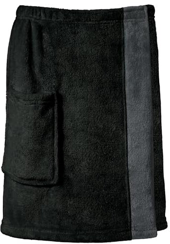 CelinaTex Happyfun Kilt kurz L/XL 56 x 163 cm schwarz anthrazit Mikro-Flanell Saunakilt Mikrofaser Saunasarong