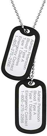 Suplight Chapa Militar Personalizado con Goma de Hombres Collares Plateados Acero Inoxidable 316L Dos Placas Pequeñas con Textos Regalo DIY de Padres Hijos